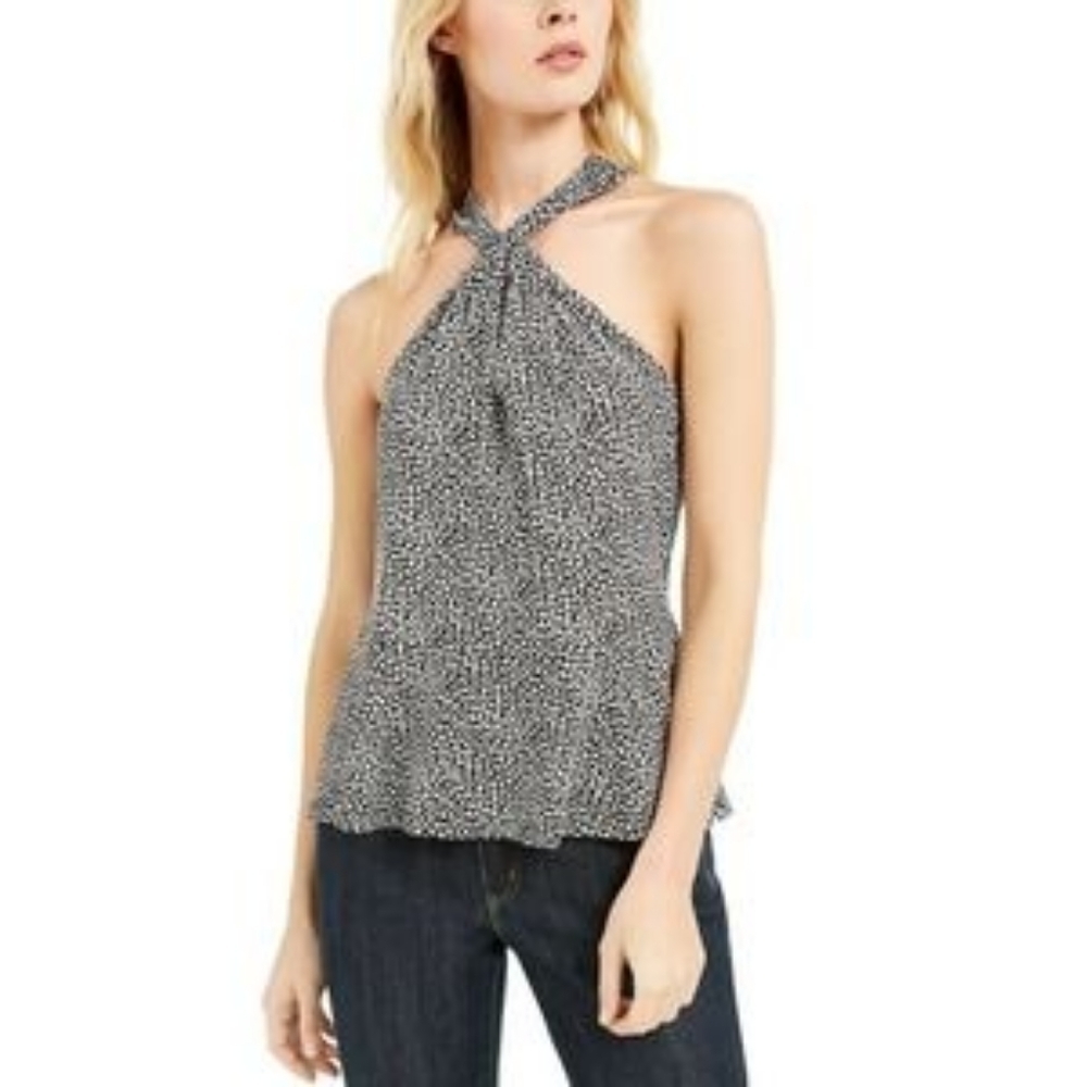 NWT Michael Kors Halter Top Keyhole Neckline Herring Bone Size Small